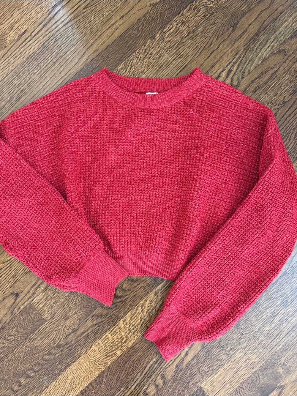 Women’s Cozy Red Cropped Knit Sweater size large